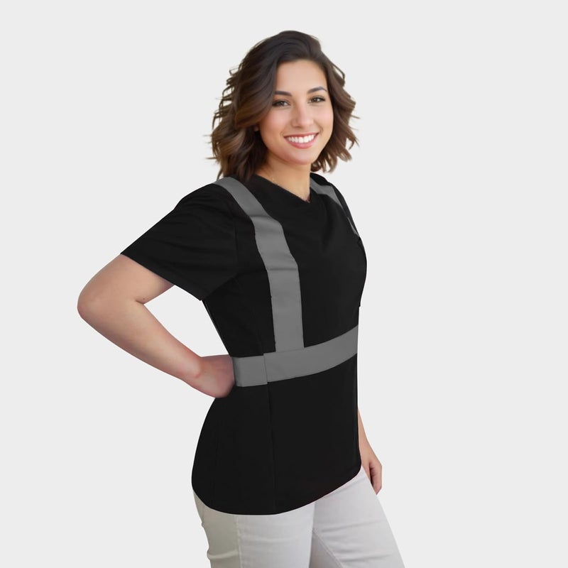 TCCFCCT Safety Shirt for Women, Class 3 Safety Shirts for Women with Reflective, Hi Vis Shirts for Women Construction Work, Night Working, Quick Drying, WP-Black-DX S - Image 5